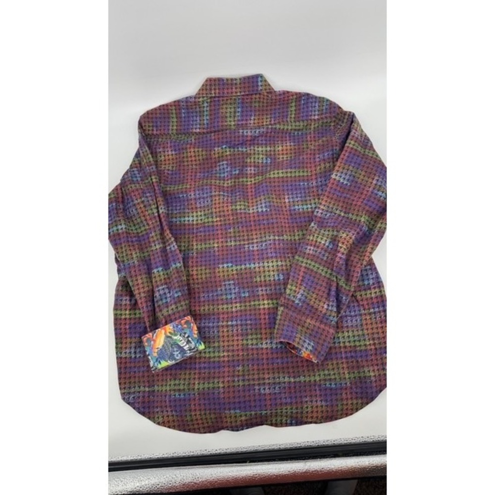 Robert Graham Flip Cuff Shirt Men XL Multicolor Houndstooth Abstract Art - Picture 12 of 14